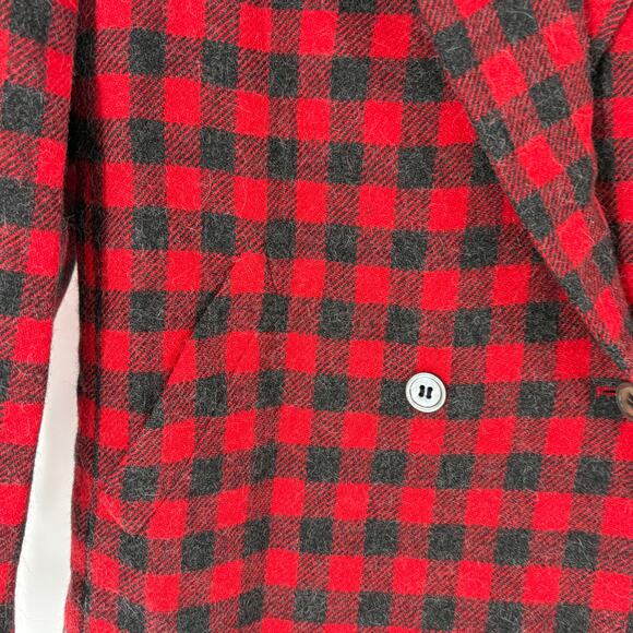 Freedberg of Boston Plaid Double Breasted Blazer 6 Red Gray Wool Jacket Academia - Picture 4 of 10